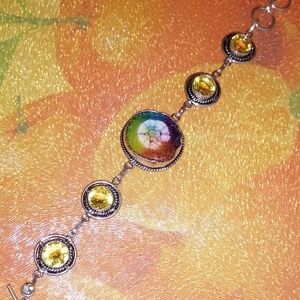 Multicolor Gemstone Link Bracelet - Women Jewelry